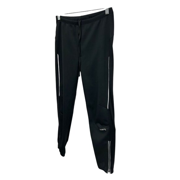 Trayl Black Athletic Cycling Joggers Reflective Detail Zipped Ankle Cuffs Sz Med - Picture 3 of 10